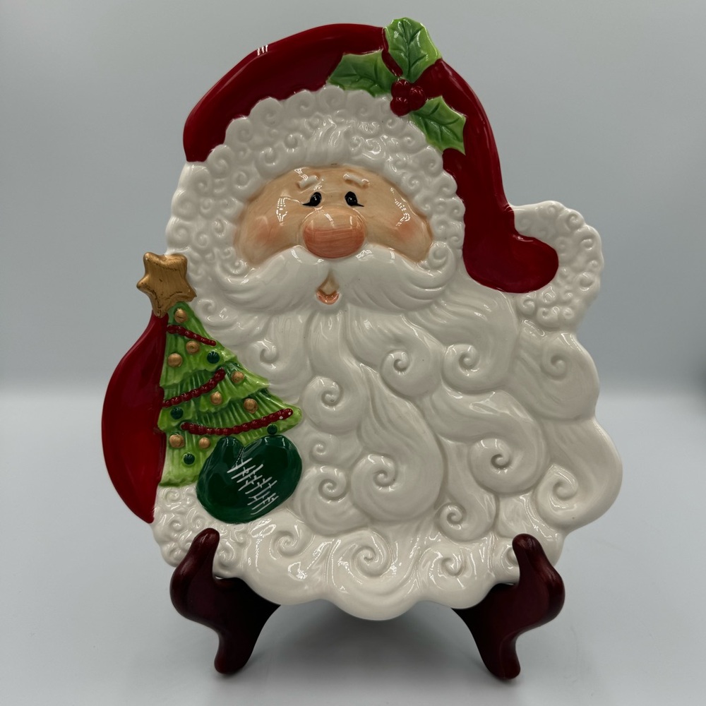 Fitz & Floyd Santa Cookie Canape Plate Merry Christmas 2019